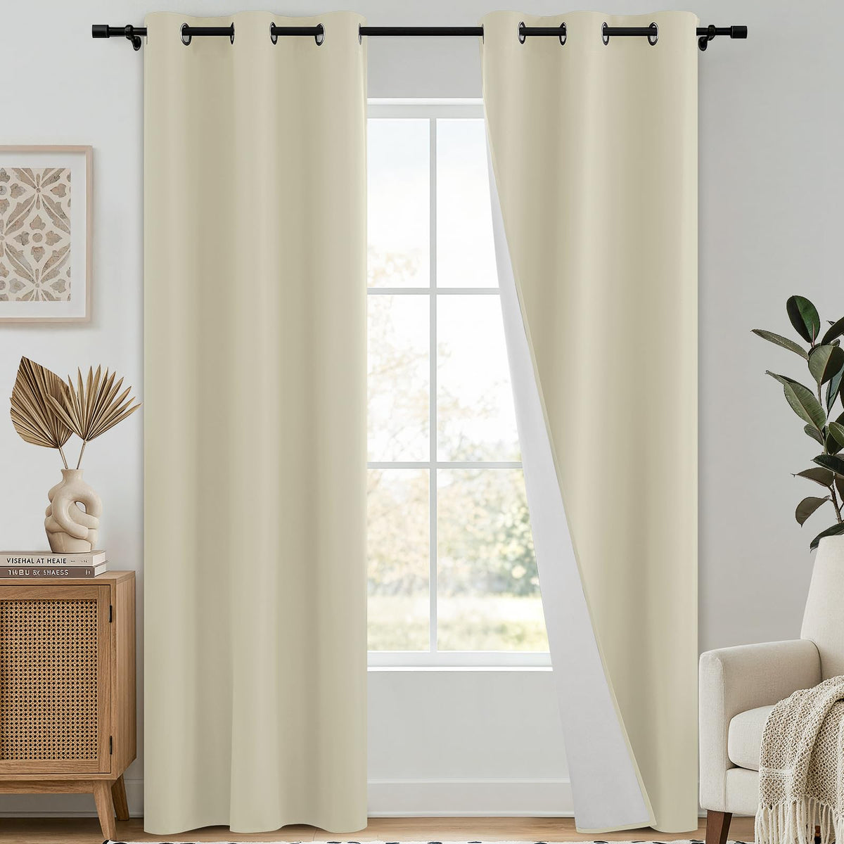 SimpleHome Chocolate Brown 100% Blackout Curtains for Bedroom 63 Inch Long