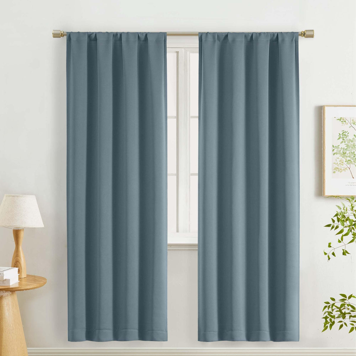 Lecloud Black Blackout Curtains for Bedroom 54 Inch Length 2 Panels