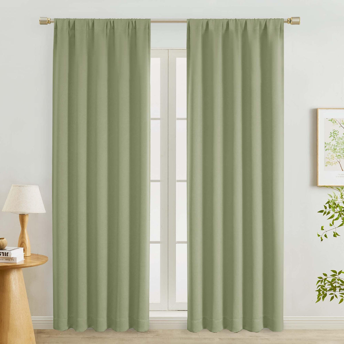 Lecloud Black Blackout Curtains for Bedroom 54 Inch Length 2 Panels