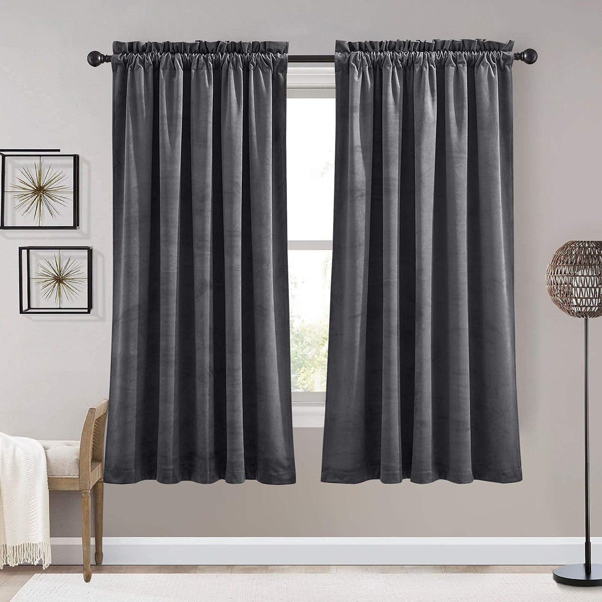 RYB HOME Green Velvet Blackout Curtains 84 inches for Bedroom Living Room