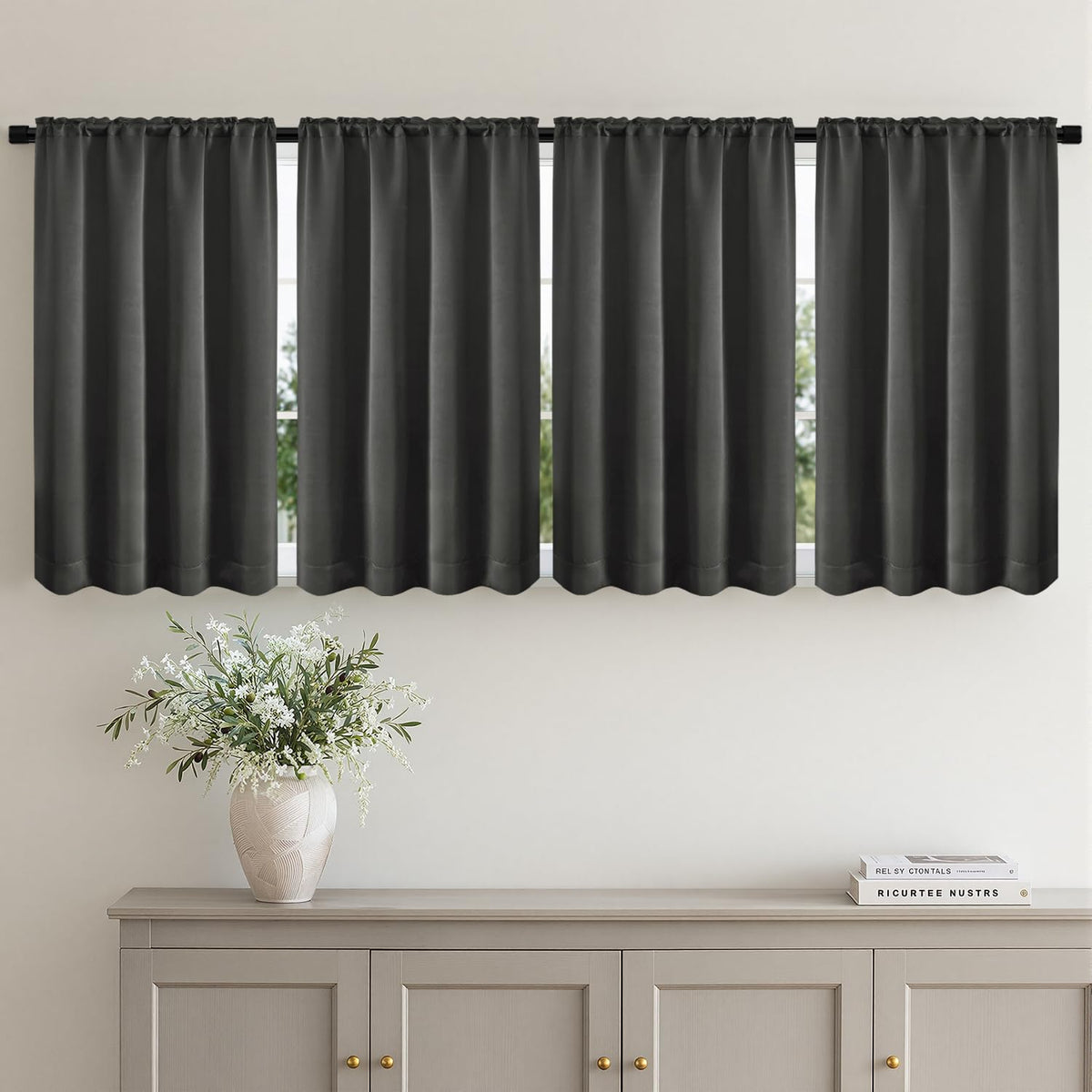 MIULEE Sage Green Blackout Curtains 63 Inch Length for Bedroom 4 Panels