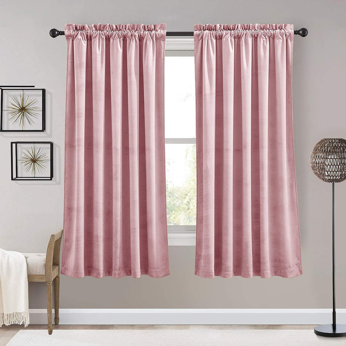 RYB HOME Green Velvet Blackout Curtains 84 inches for Bedroom Living Room