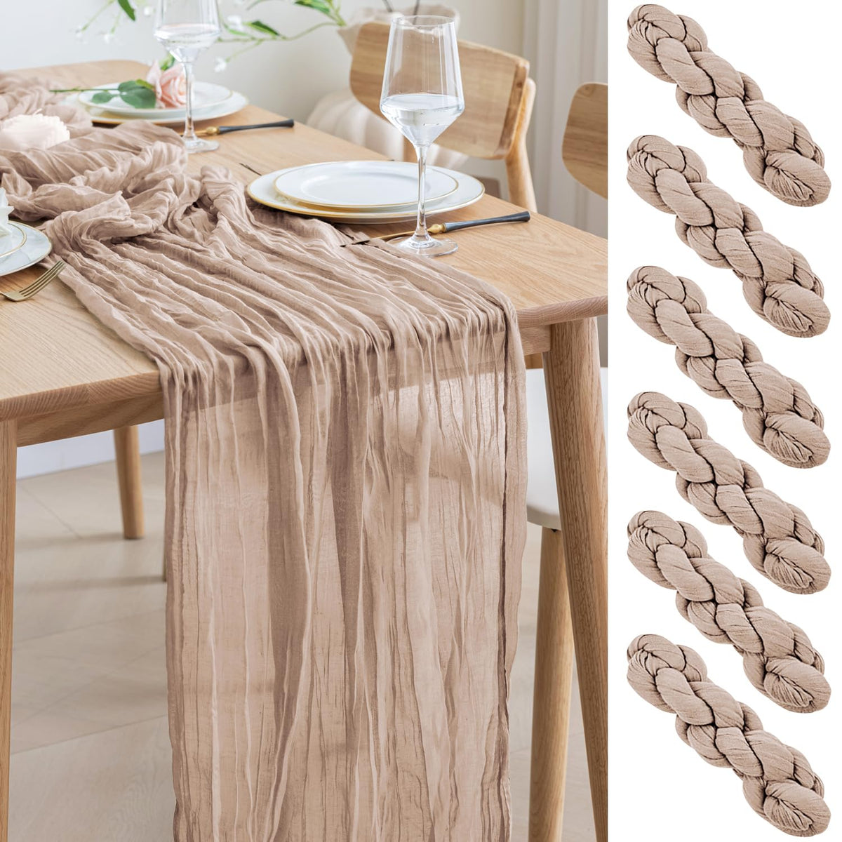 Asee'm Emerald Green Cheesecloth Table Runner Christmas Fall Rustic 10FT