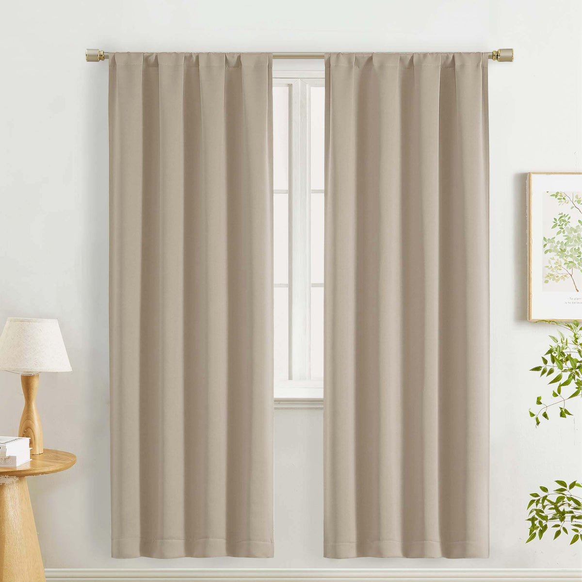 Lecloud Black Blackout Curtains for Bedroom 54 Inch Length 2 Panels
