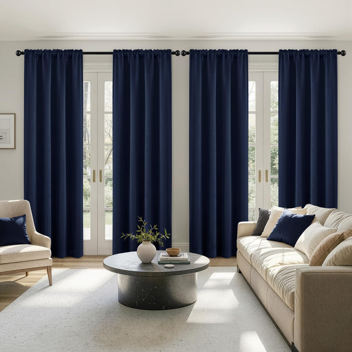 MIULEE Sage Green Blackout Curtains 63 Inch Length for Bedroom 4 Panels