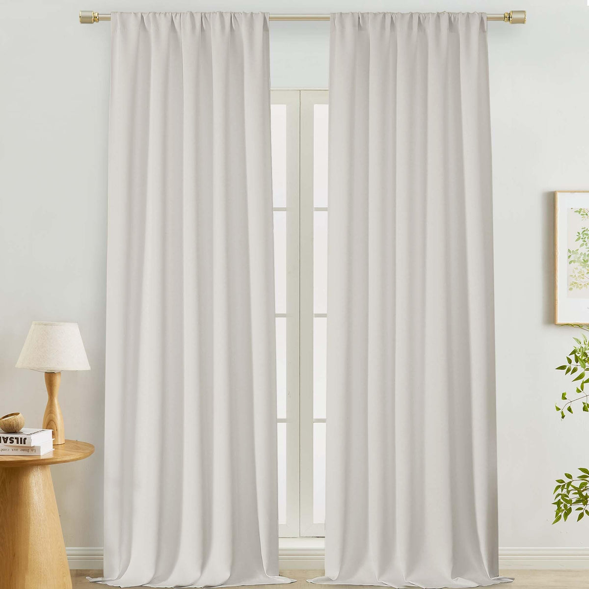 Lecloud Black Blackout Curtains for Bedroom 54 Inch Length 2 Panels