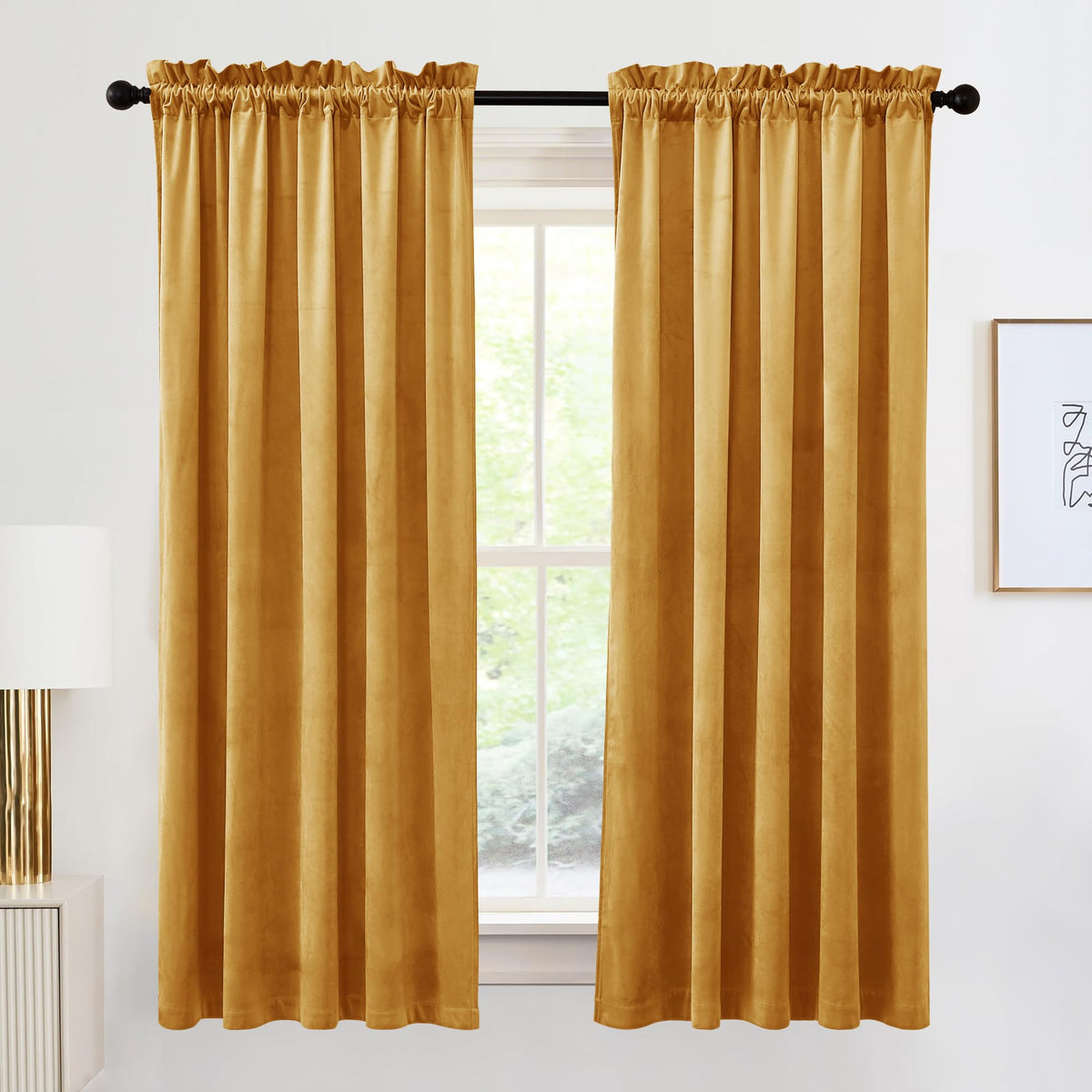 RYB HOME Green Velvet Blackout Curtains 84 inches for Bedroom Living Room