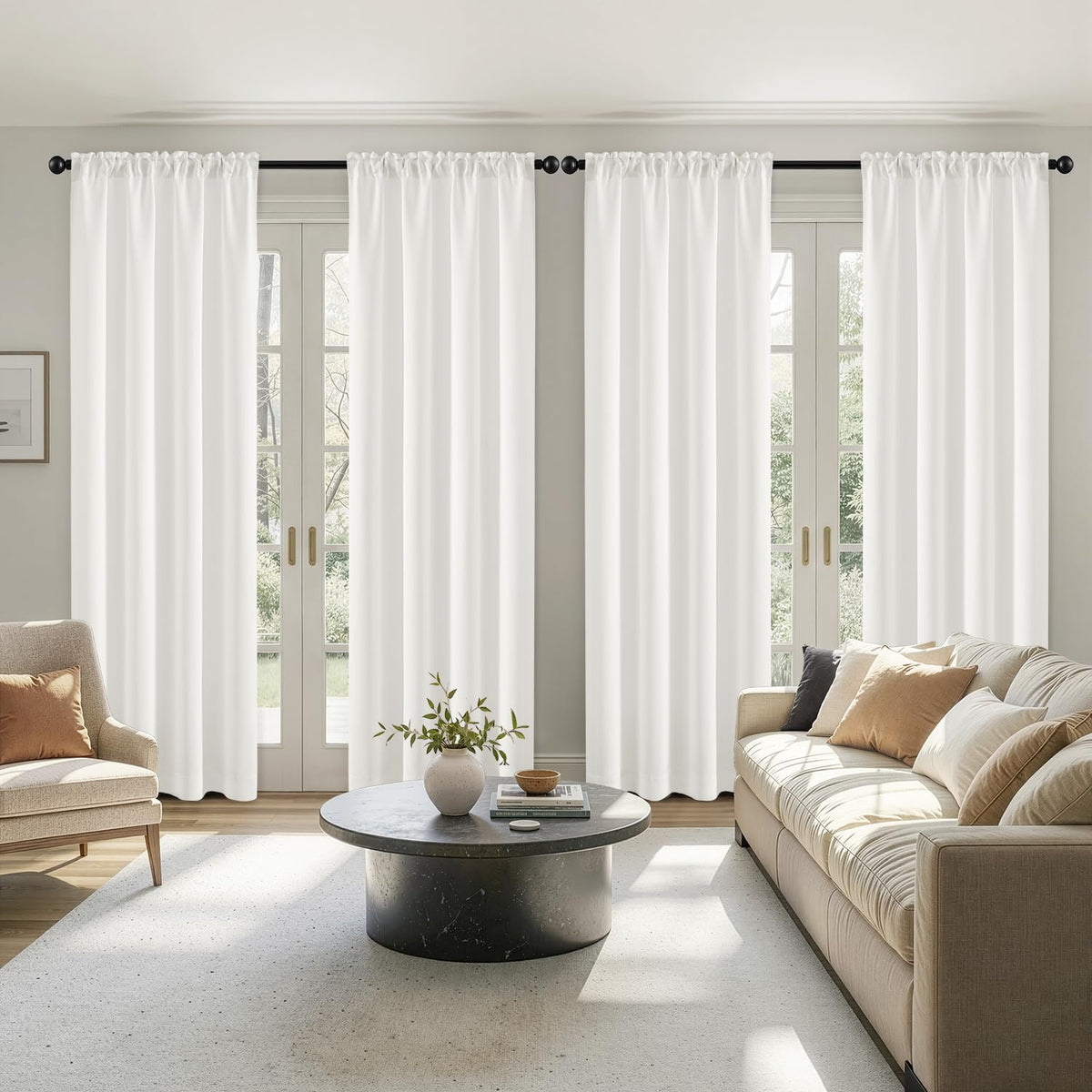 MIULEE Sage Green Blackout Curtains 63 Inch Length for Bedroom 4 Panels