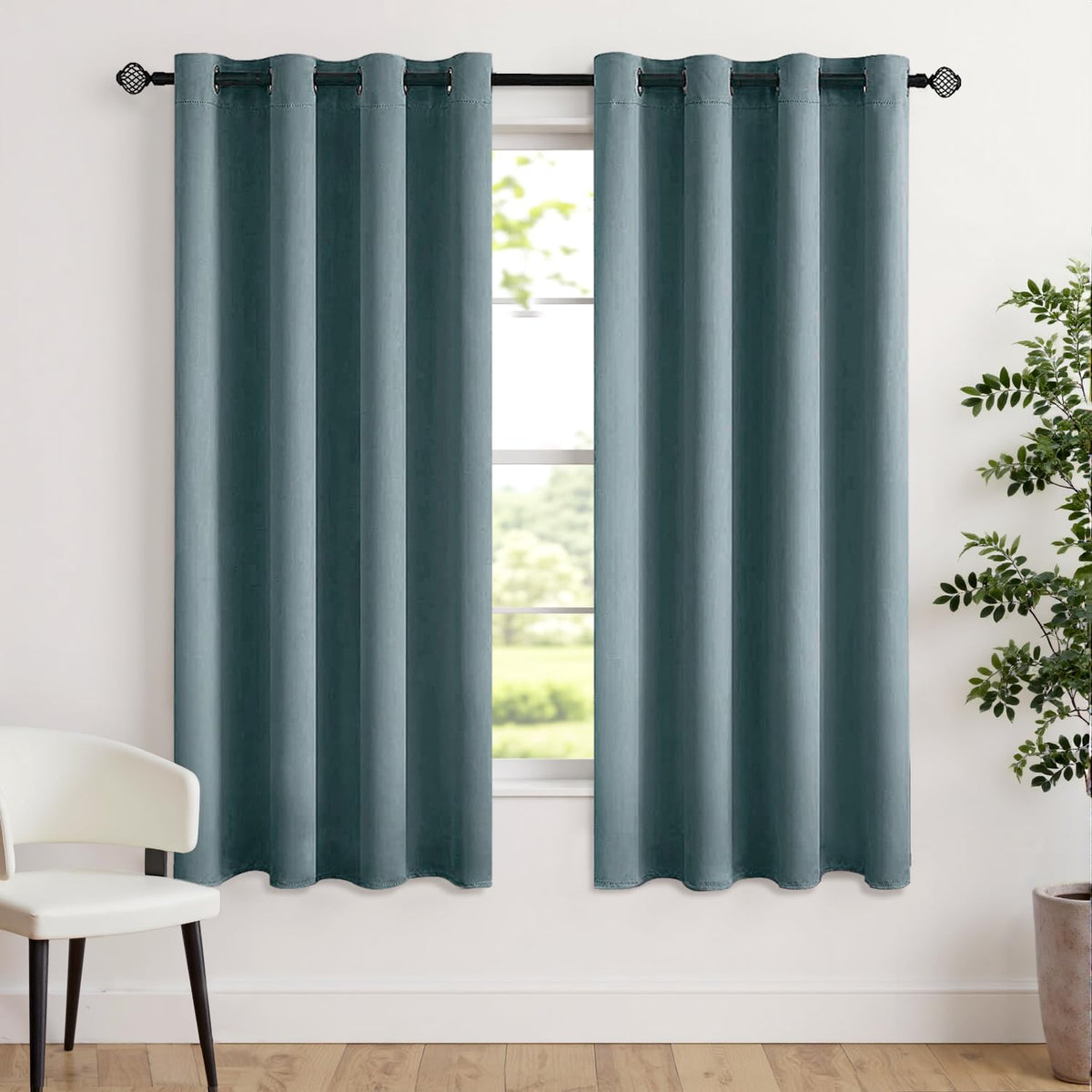 MIULEE Beige Blackout Bedroom Curtains 63 Inch Long Light Blocking