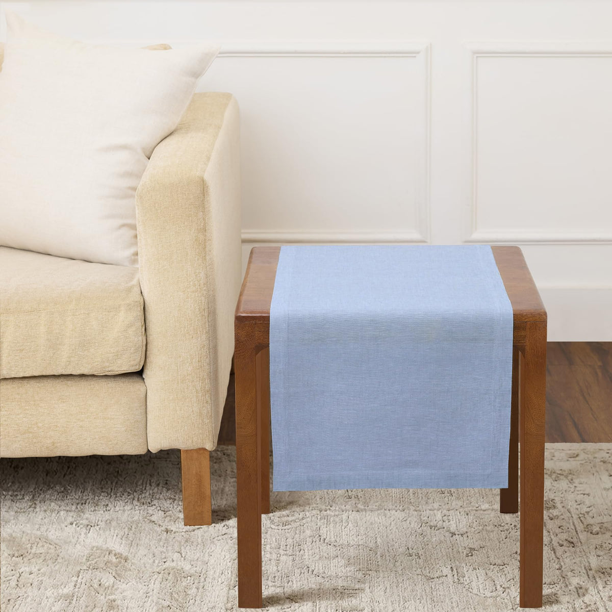 Solino Home 100% Pure Linen Table Runner Natural Long, Athena 14 x 108 in