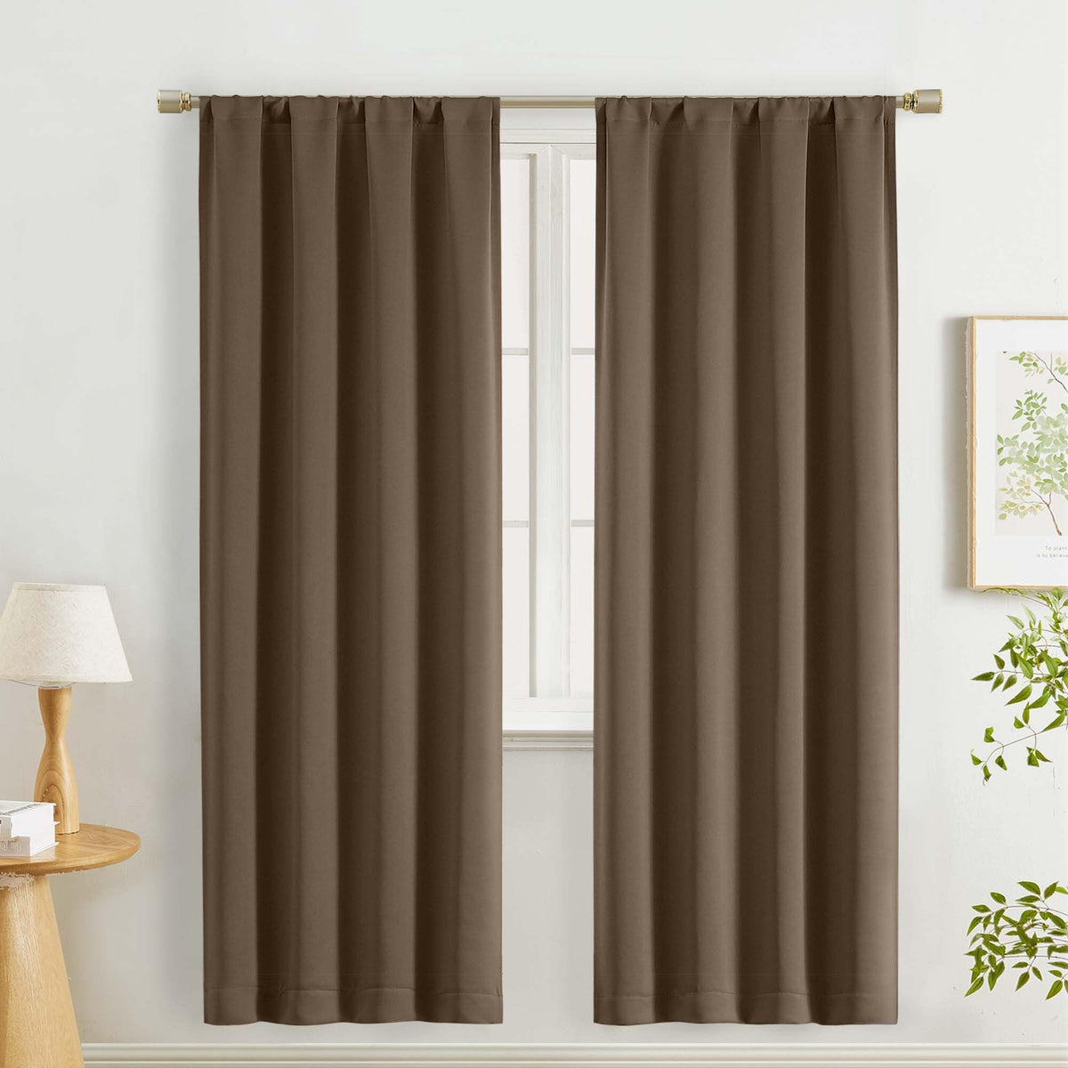 Lecloud Black Blackout Curtains for Bedroom 54 Inch Length 2 Panels
