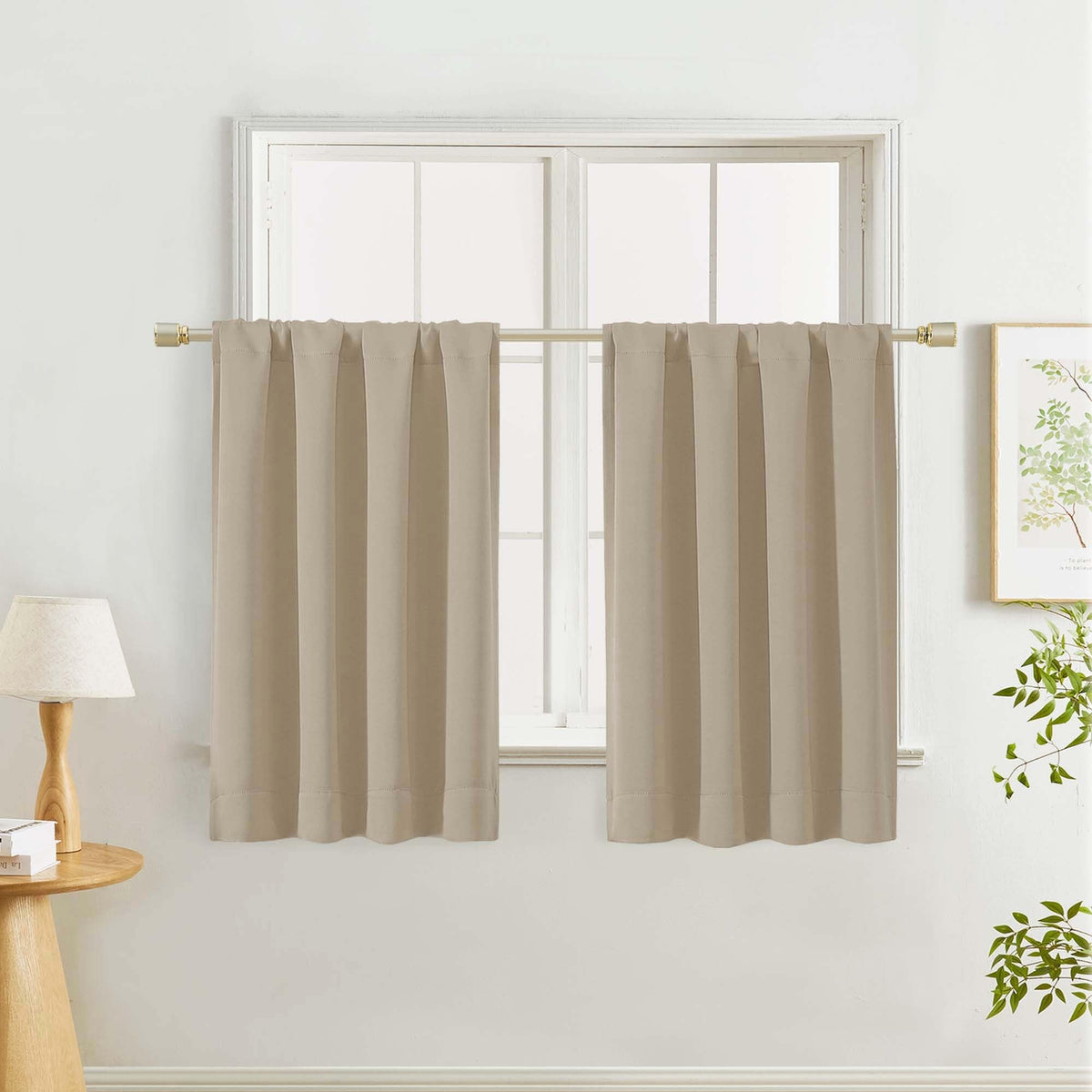 Lecloud Black Blackout Curtains for Bedroom 54 Inch Length 2 Panels