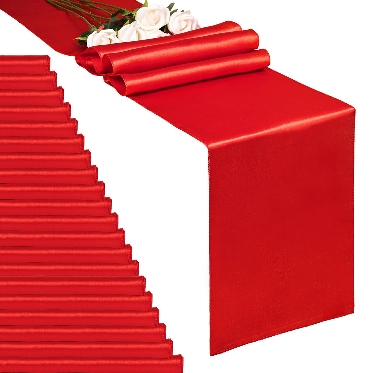 10-Pack Champagne 12 x 108 inches Long Premium Satin Table Runner