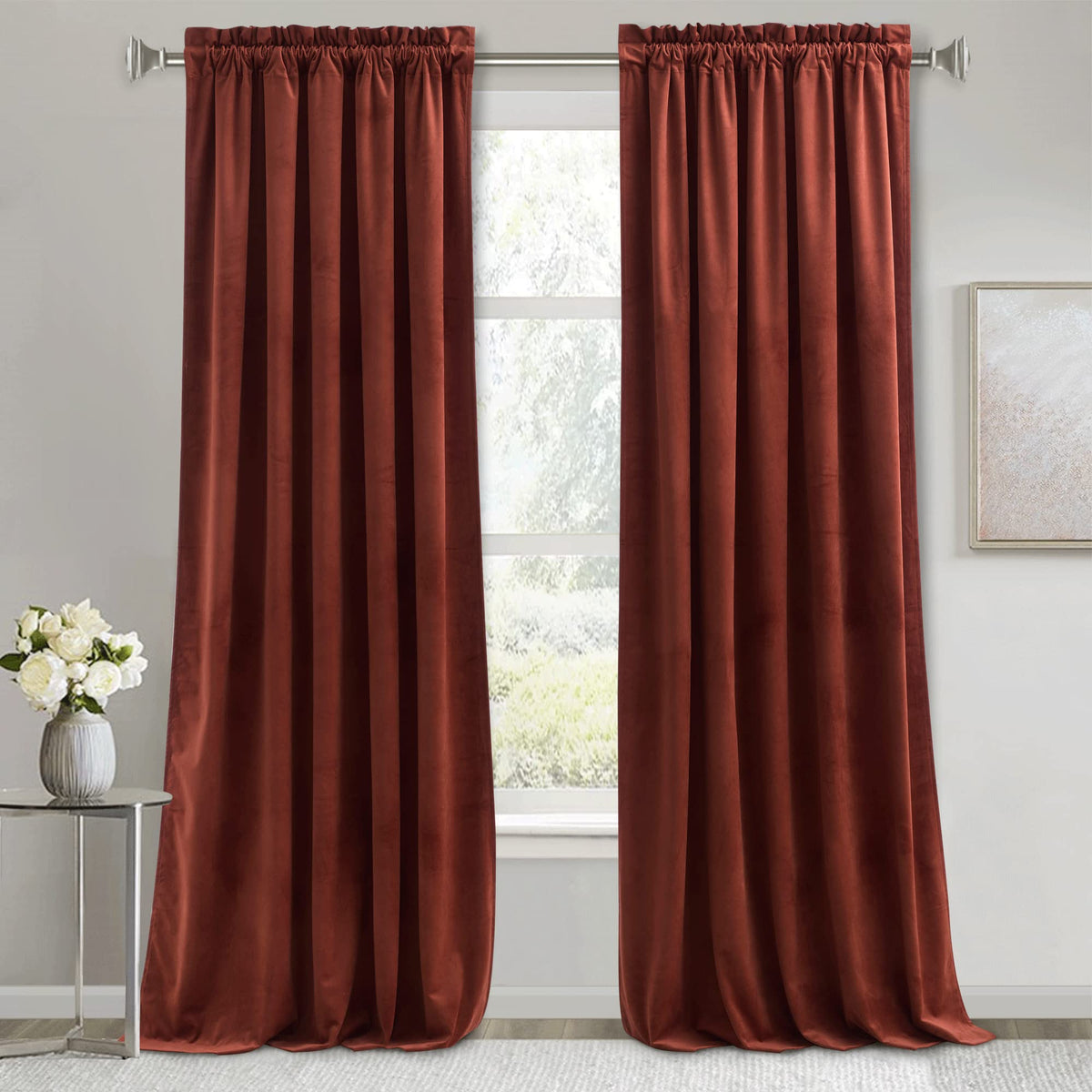 RYB HOME Green Velvet Blackout Curtains 84 inches for Bedroom Living Room