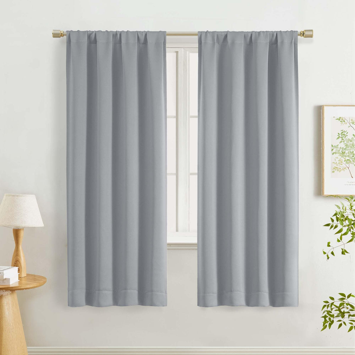 Lecloud Black Blackout Curtains for Bedroom 54 Inch Length 2 Panels