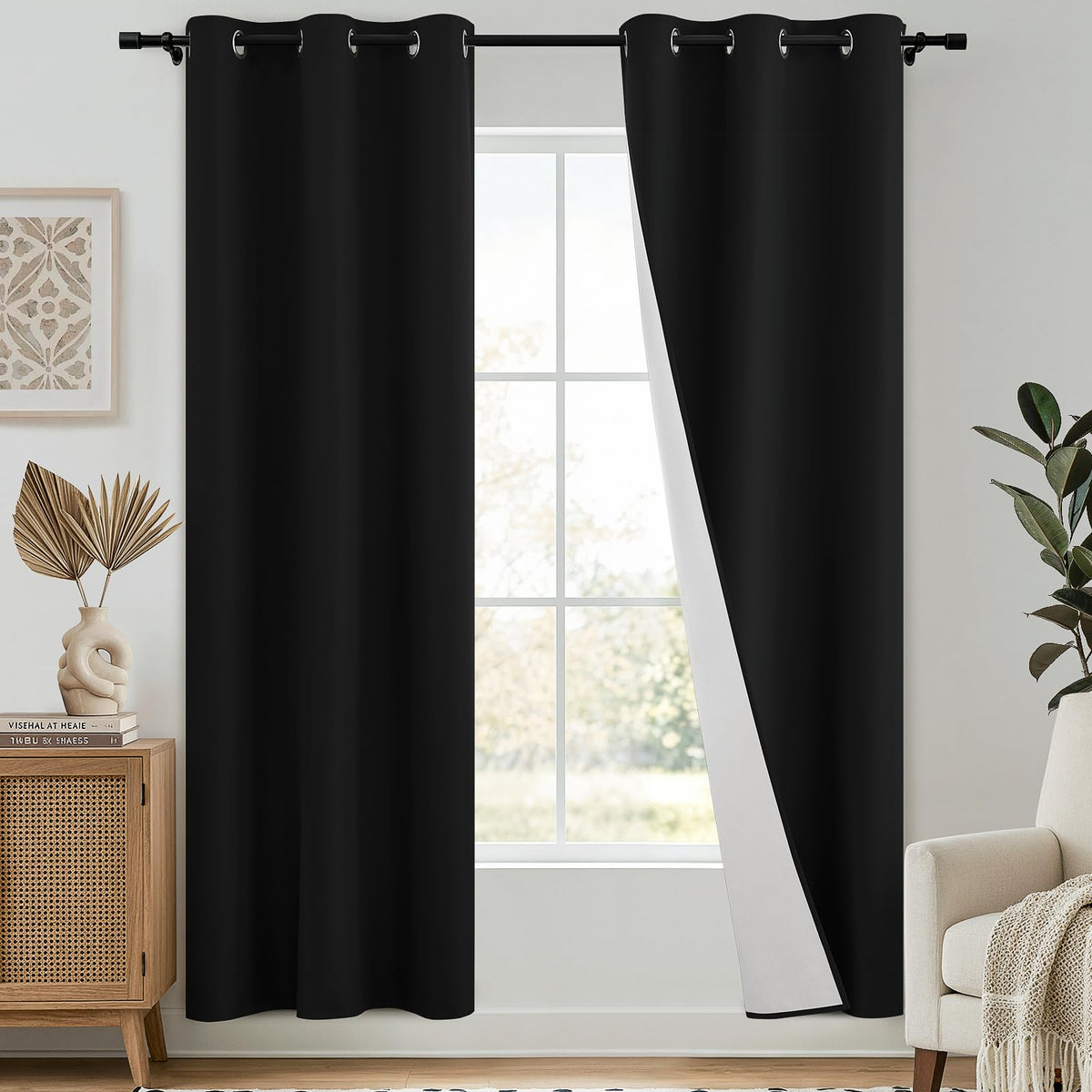 SimpleHome Chocolate Brown 100% Blackout Curtains for Bedroom 63 Inch Long
