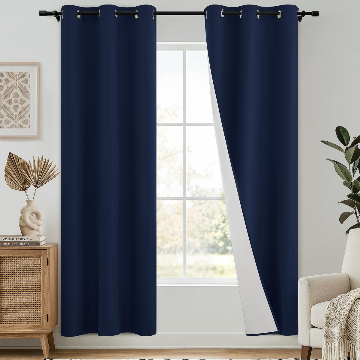 SimpleHome Chocolate Brown 100% Blackout Curtains for Bedroom 63 Inch Long