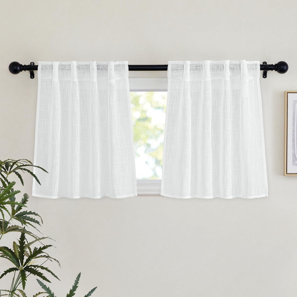 NICETOWN Natural Linen Curtains 70 Inches Length, 2 Panels, W37 x L70