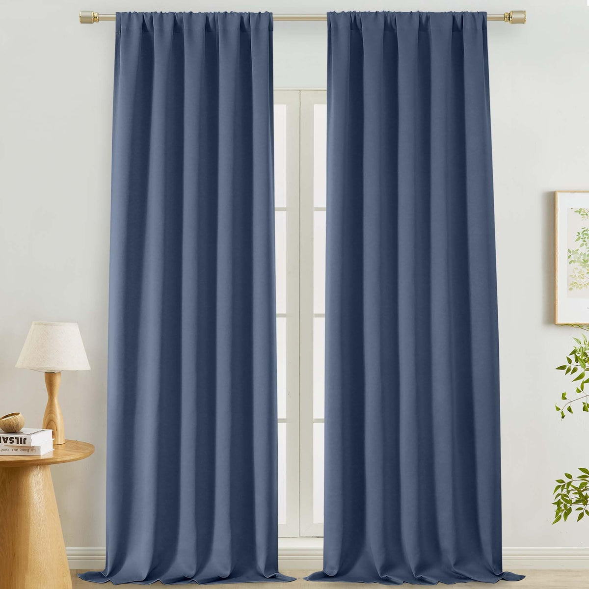 Lecloud Black Blackout Curtains for Bedroom 54 Inch Length 2 Panels