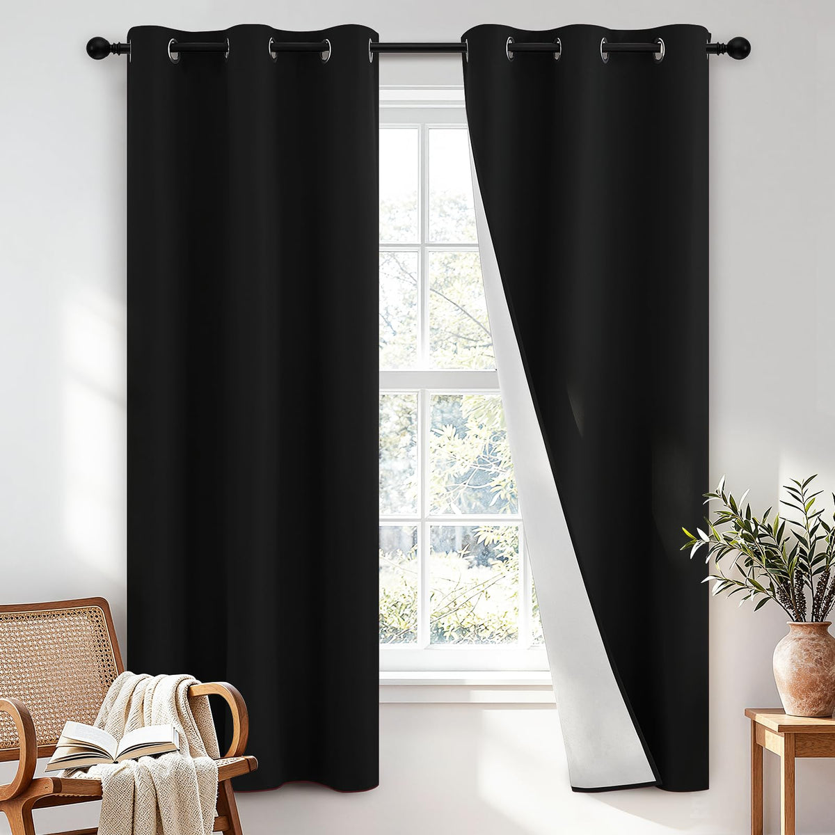 SimpleHome Chocolate Brown 100% Blackout Curtains for Bedroom 63 Inch Long