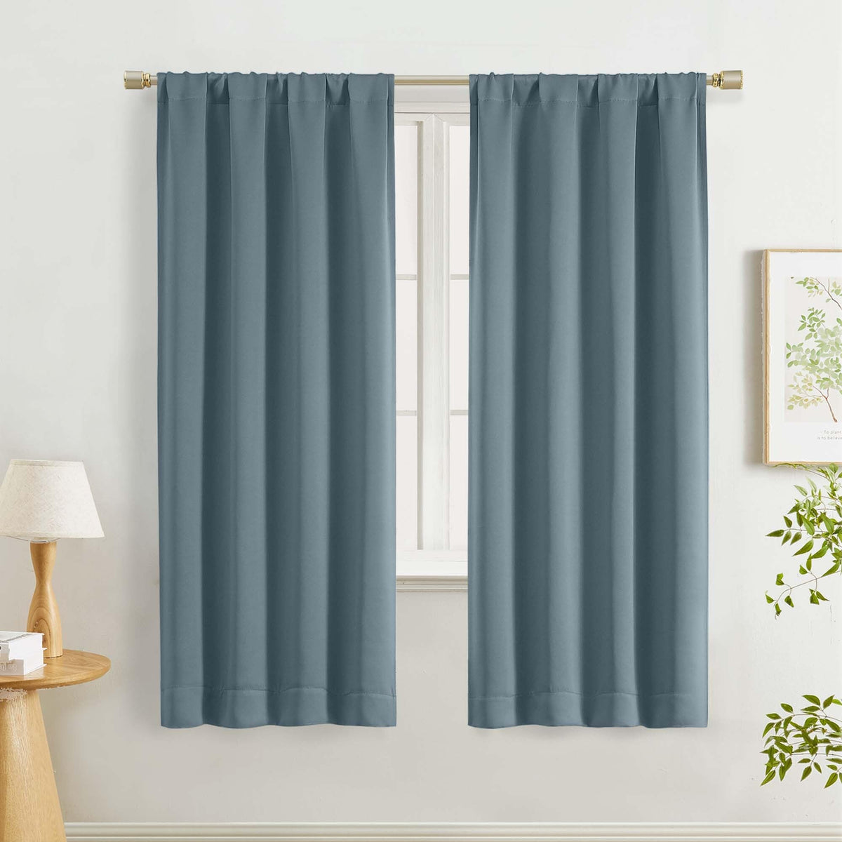 Lecloud Black Blackout Curtains for Bedroom 54 Inch Length 2 Panels