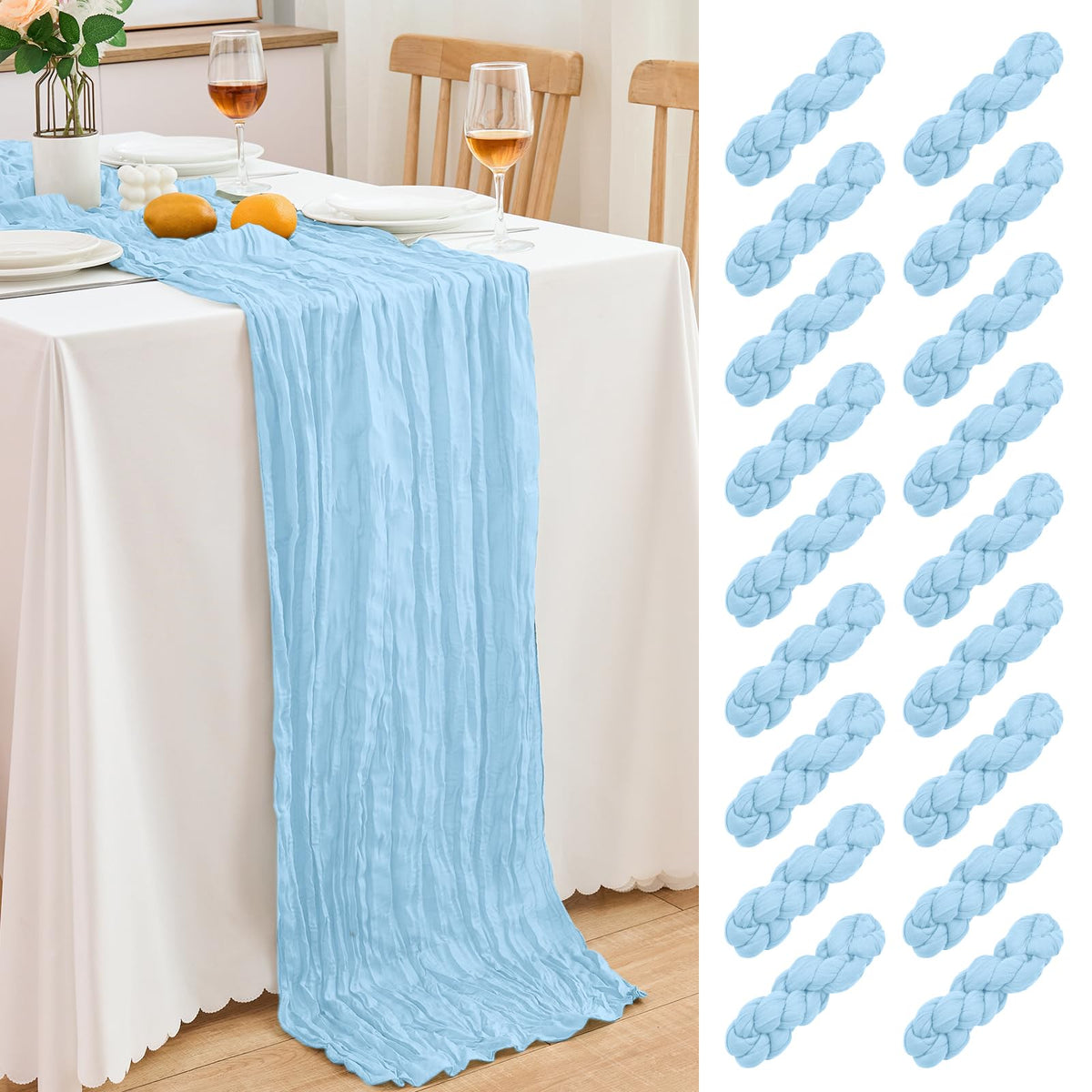 18 Pack Pink Cheesecloth Table Runner 21.5x120 Inch, Semi Sheer Boho Gauze Cheese Cloth Fabric Table Runners 10 FT Long for Wedding Party Baby Shower Birthday Home Decor