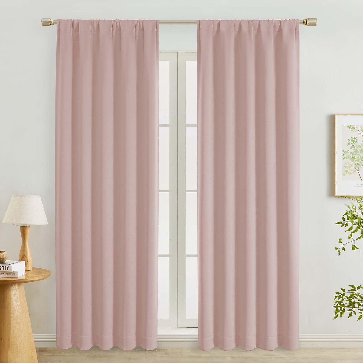 Lecloud Black Blackout Curtains for Bedroom 54 Inch Length 2 Panels