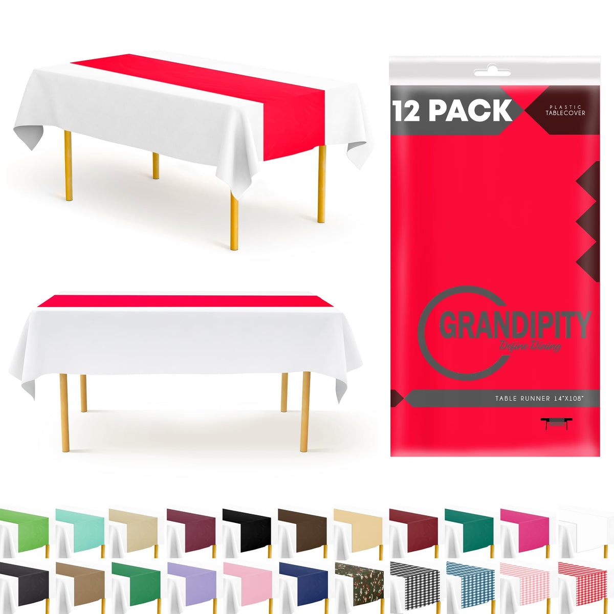 Grandipity Disposable Table Runner for Parties 6 Pack (14 x 108 Inch)