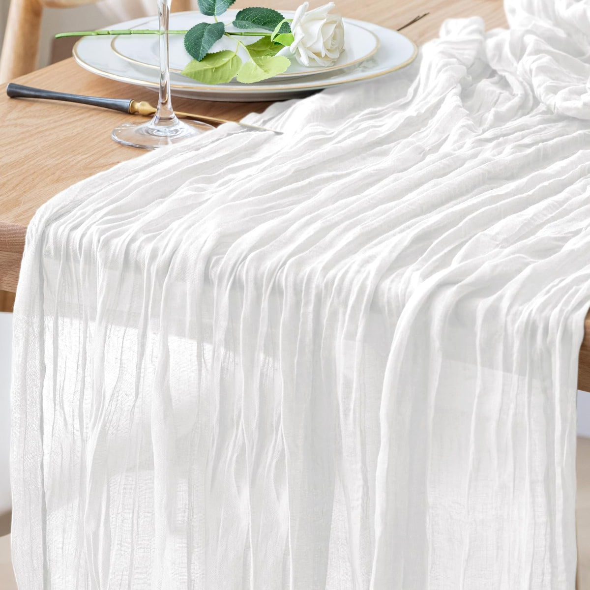 Cheesecloth Table Runner 10FT Blushing Pink Boho Gauze Sheer Runners