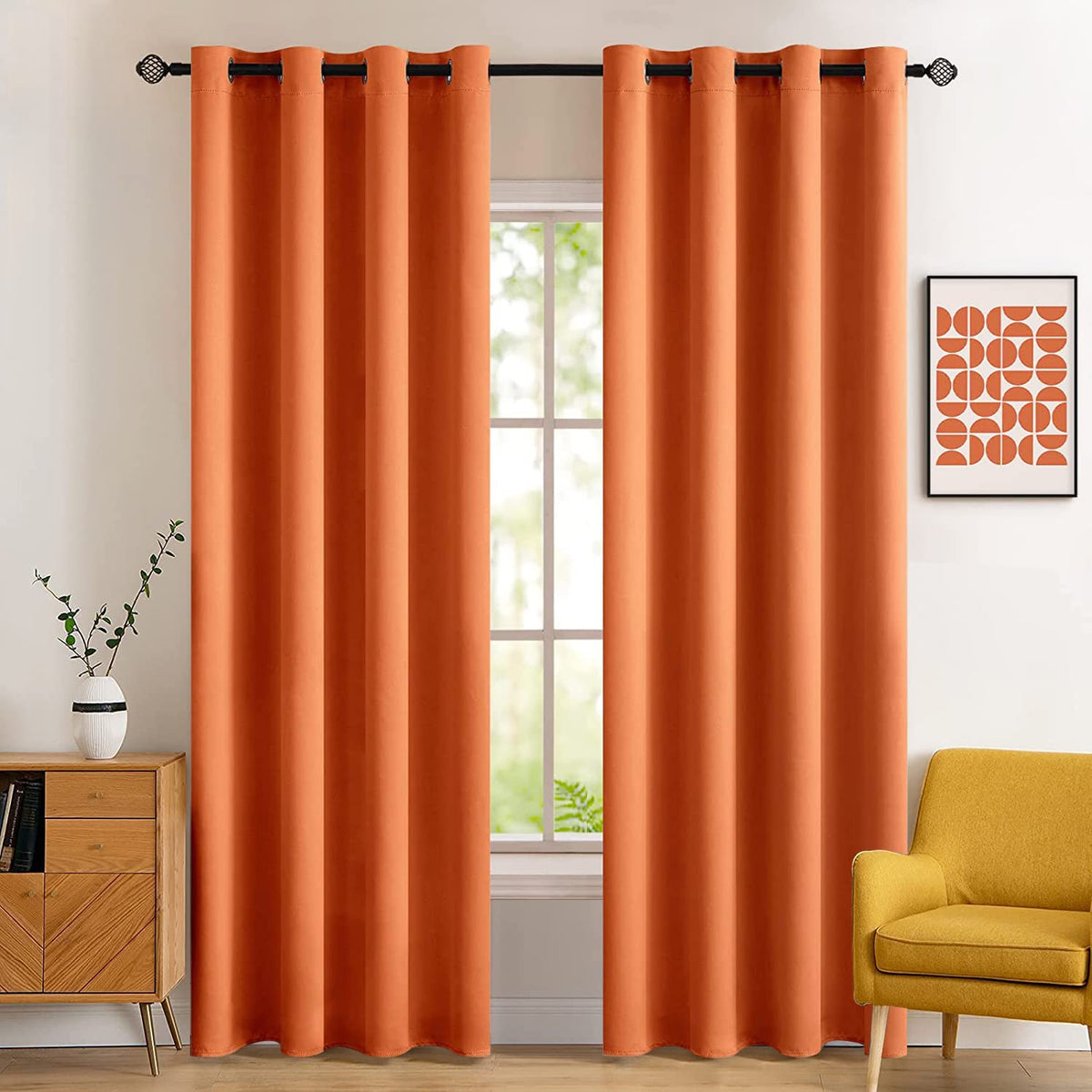 MIULEE Beige Blackout Bedroom Curtains 63 Inch Long Light Blocking