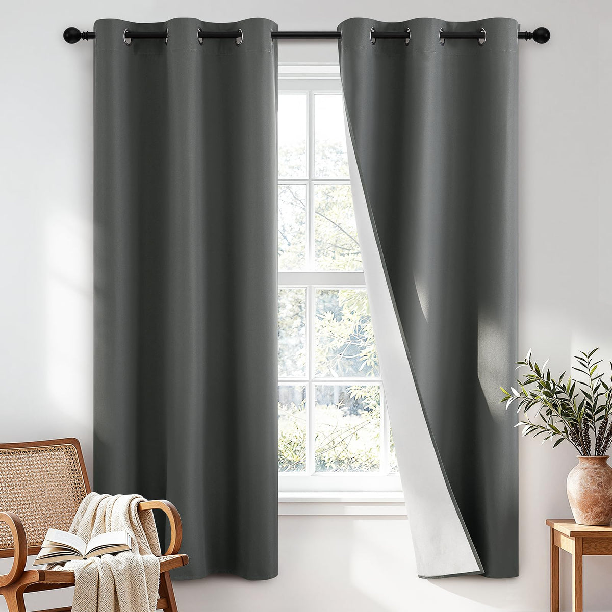 SimpleHome Chocolate Brown 100% Blackout Curtains for Bedroom 63 Inch Long