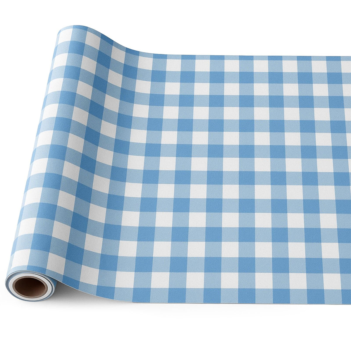 Tinlade Green White Gingham Paper Table Runner Roll 25' Long X 16" Wide