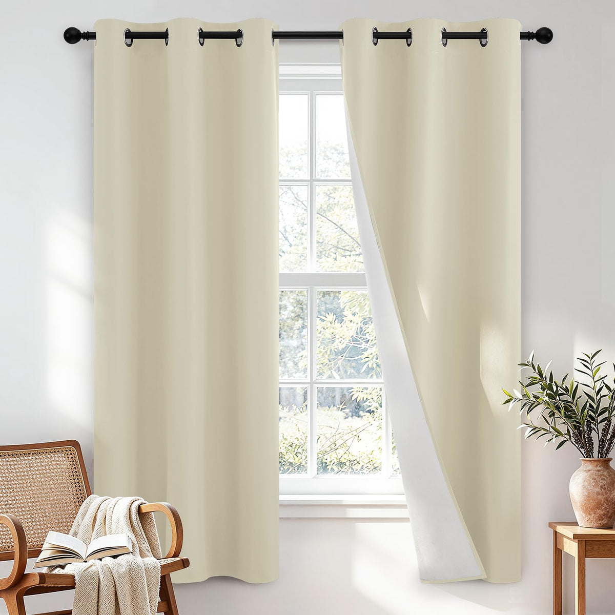 SimpleHome Chocolate Brown 100% Blackout Curtains for Bedroom 63 Inch Long