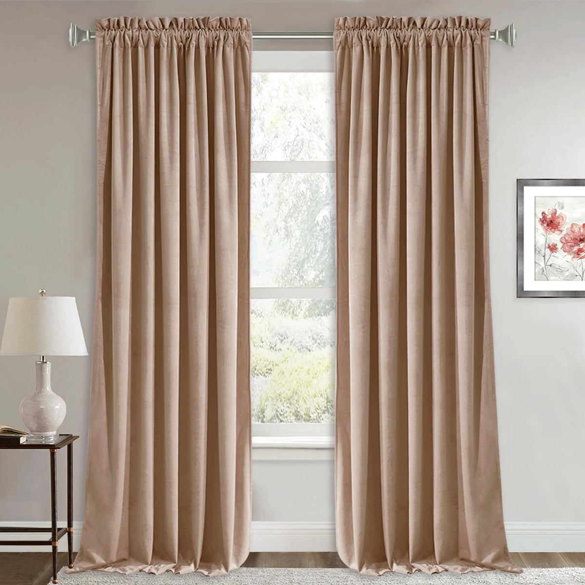RYB HOME Green Velvet Blackout Curtains 84 inches for Bedroom Living Room