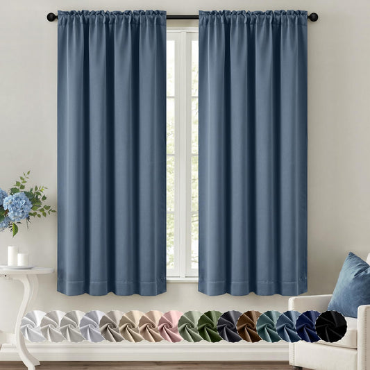 MIULEE Stone Blue Blackout Curtains for Bedroom Living Room 40"x63" 2 Panel