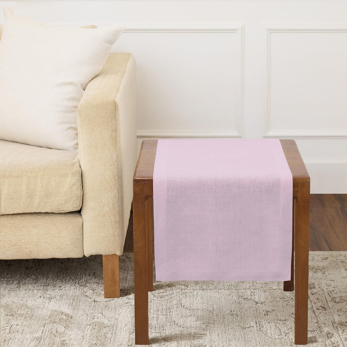 Solino Home 100% Pure Linen Table Runner Natural Long, Athena 14 x 108 in