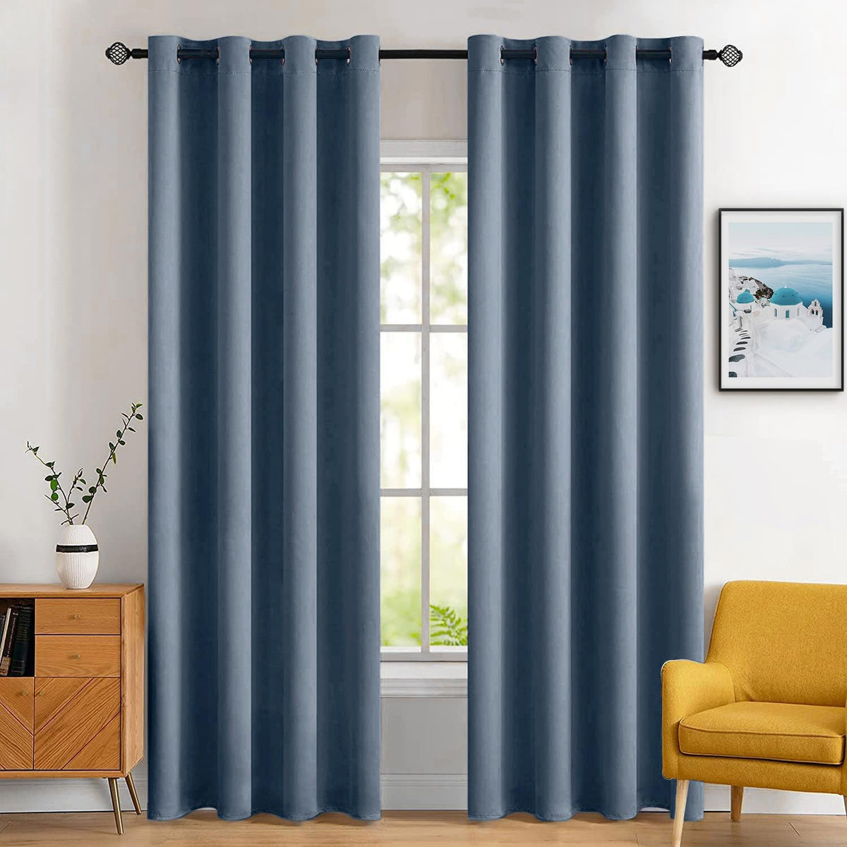 MIULEE Beige Blackout Bedroom Curtains 63 Inch Long Light Blocking