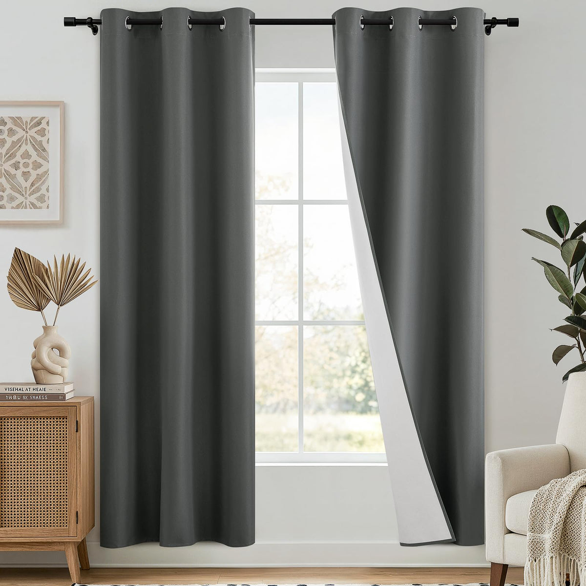 SimpleHome Chocolate Brown 100% Blackout Curtains for Bedroom 63 Inch Long