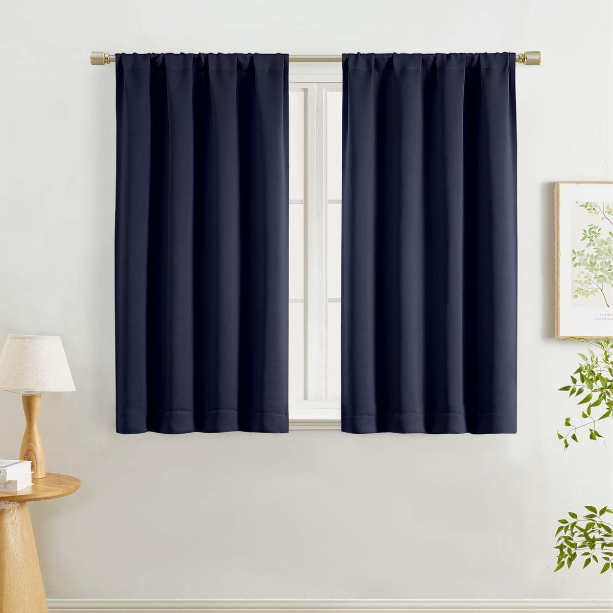 Lecloud Black Blackout Curtains for Bedroom 54 Inch Length 2 Panels