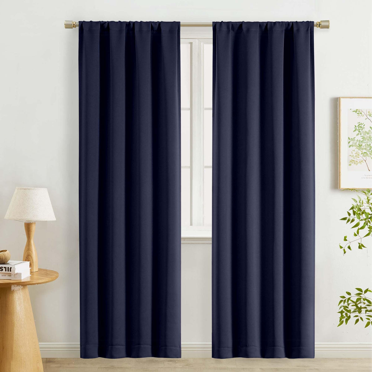 Lecloud Black Blackout Curtains for Bedroom 54 Inch Length 2 Panels