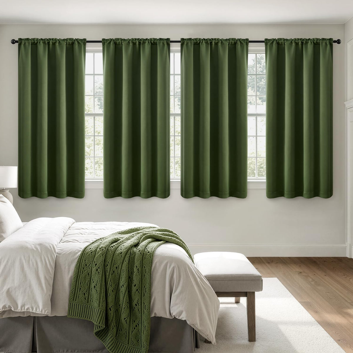 MIULEE Sage Green Blackout Curtains 63 Inch Length for Bedroom 4 Panels