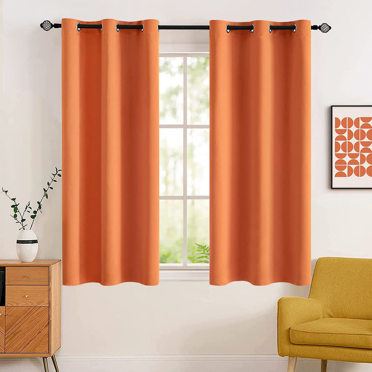 MIULEE Beige Blackout Bedroom Curtains 63 Inch Long Light Blocking