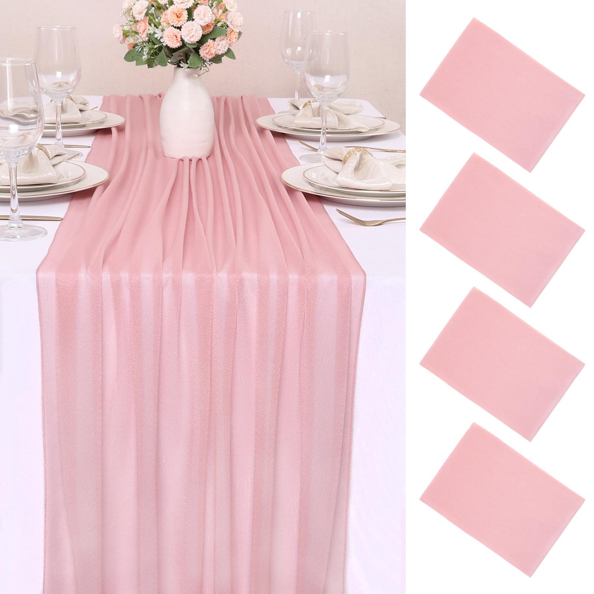 10FT White Chiffon Table Runner 30x120 Inches Romantic Sheer Table Runner Boho forBridal Shower Decorations Wedding Birthday Party Outdoor Decor