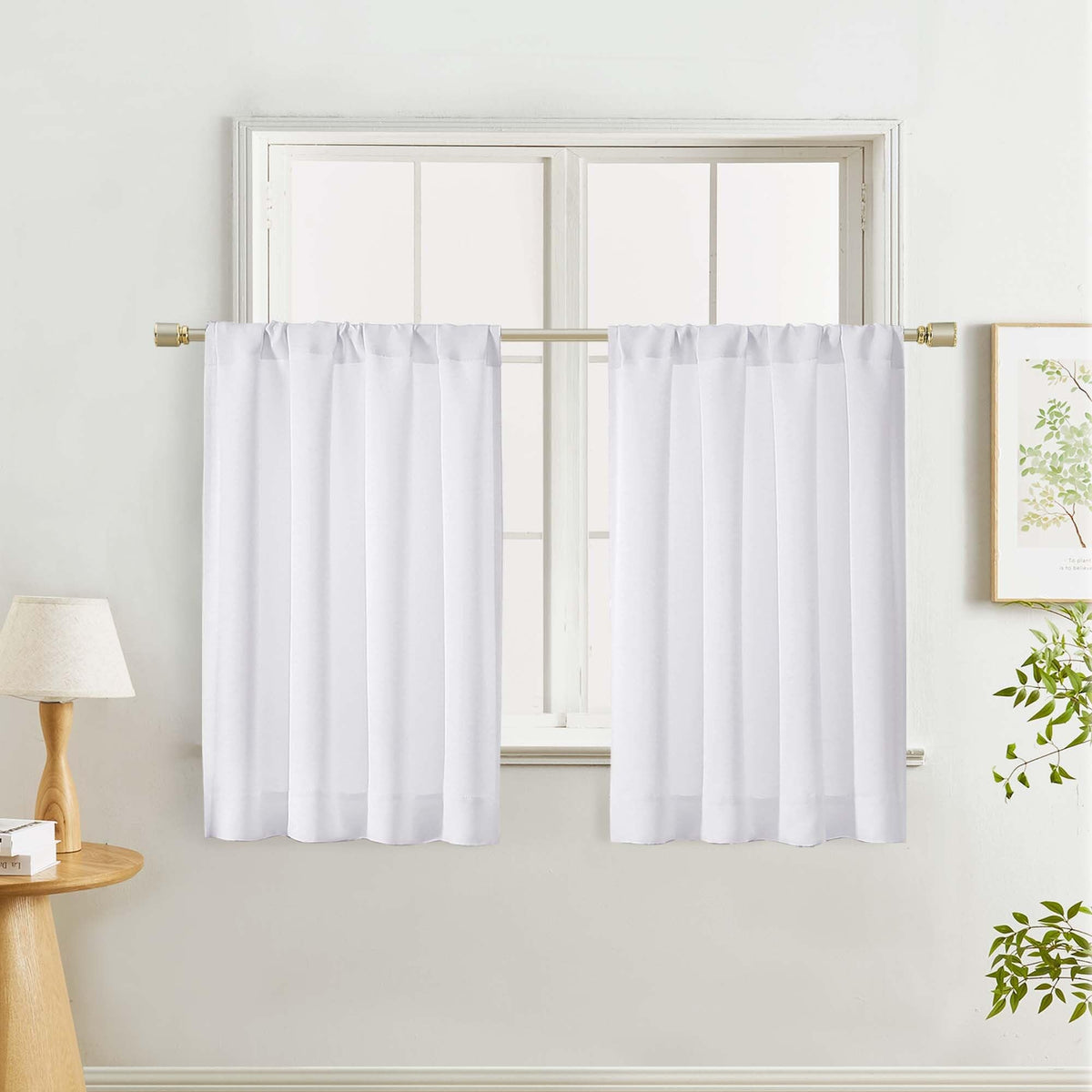 Lecloud Black Blackout Curtains for Bedroom 54 Inch Length 2 Panels