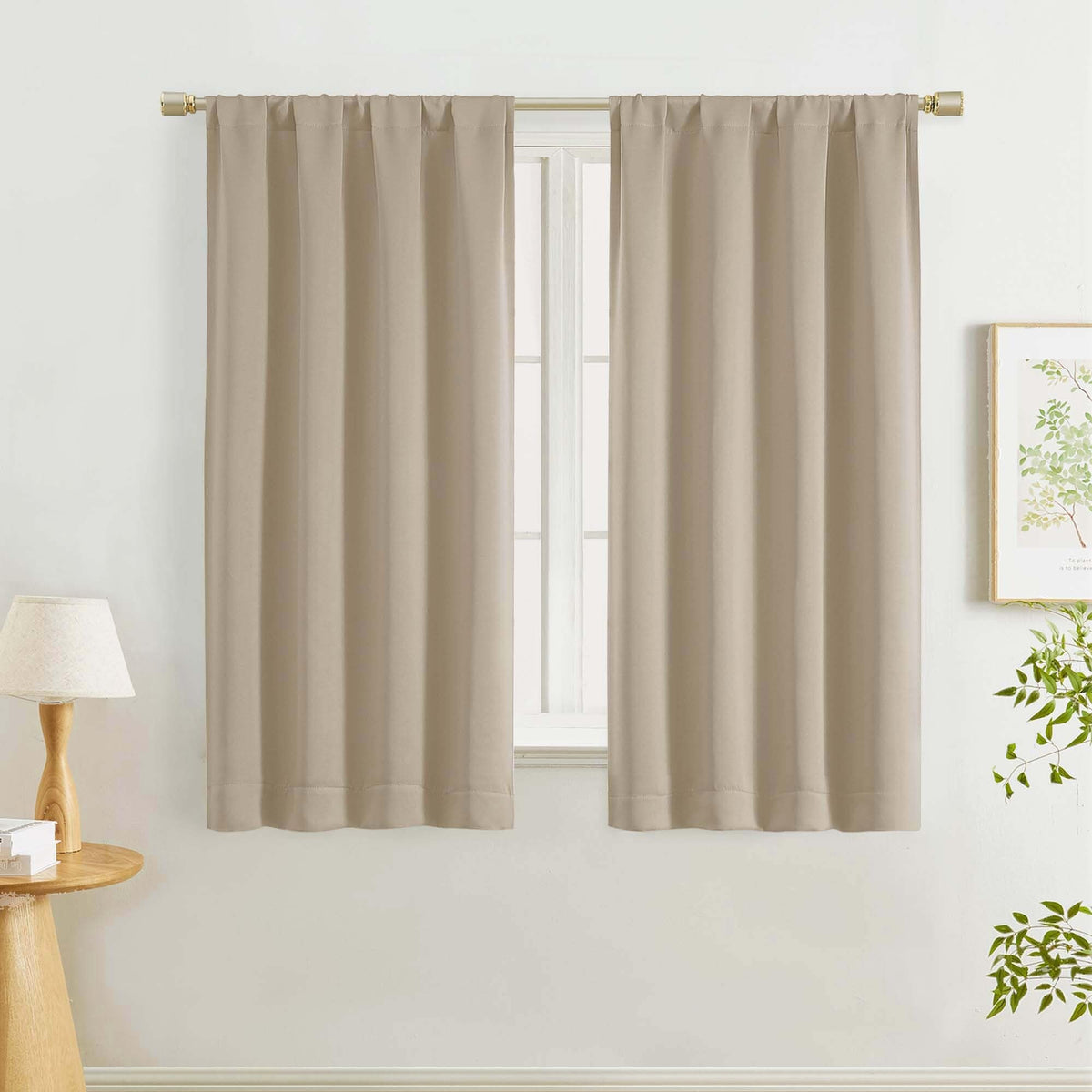 Lecloud Black Blackout Curtains for Bedroom 54 Inch Length 2 Panels