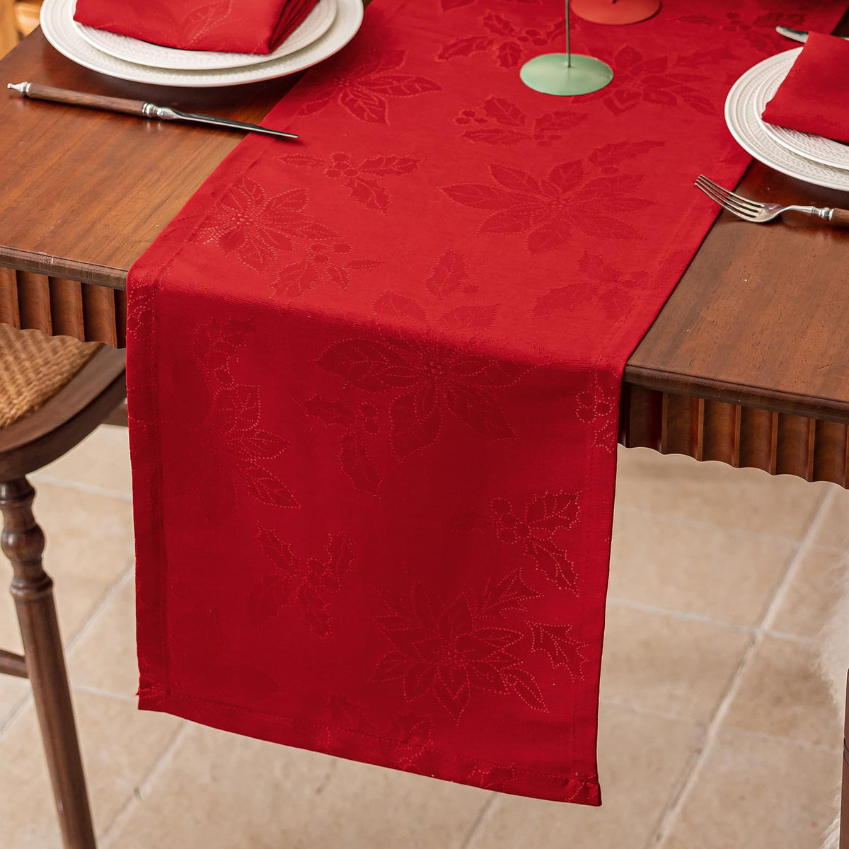 Joyfol Day Jacquard Autumn Table Runner,Fall Countryside Leaves Thanksgiving Table Runners,Waterproof Kitchen Dining Harvest Holiday Tabletop Decoration(14x36 Inch,Rust/Burnt Orange)