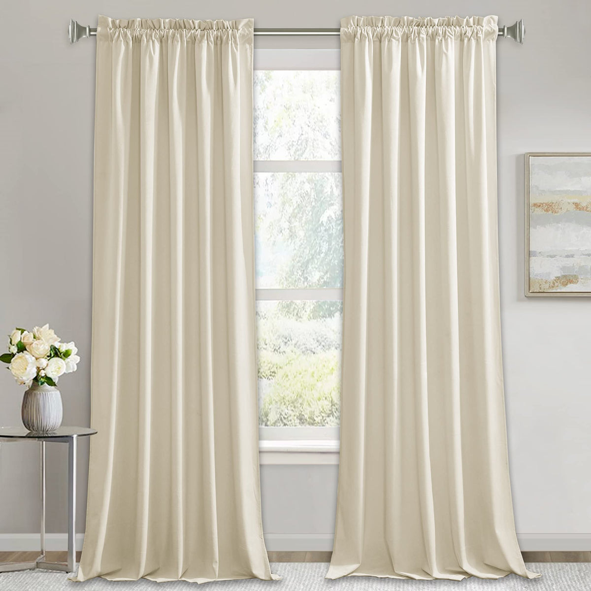 RYB HOME Green Velvet Blackout Curtains 84 inches for Bedroom Living Room