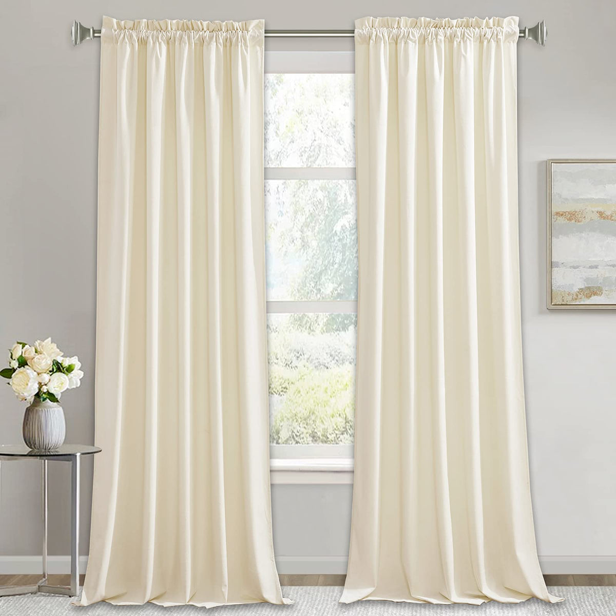 RYB HOME Green Velvet Blackout Curtains 84 inches for Bedroom Living Room