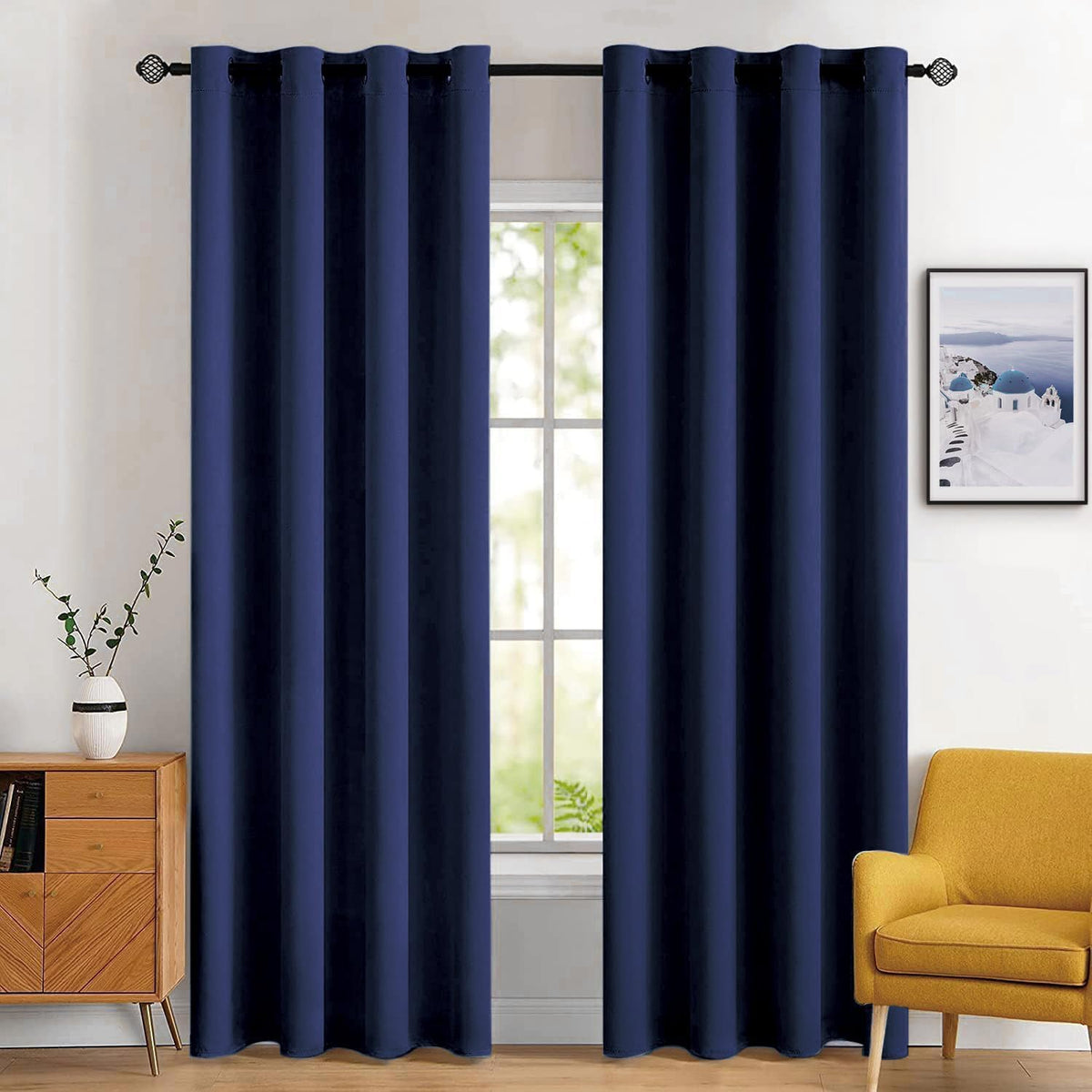 MIULEE Beige Blackout Bedroom Curtains 63 Inch Long Light Blocking