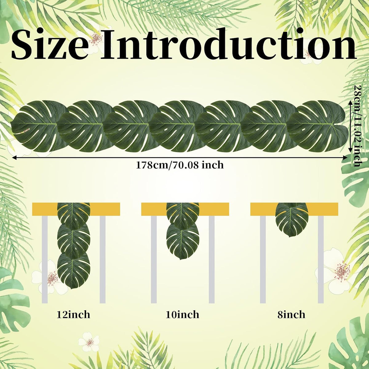 4pcs Artificial Palm Leaves Table Runners Tropical Palm Leaves Table Decorations 70 Inch Hawaiian Leaf Table Runner for Summer Wedding Hawaiian Luau Theme Party Supply Table Wall Decorations